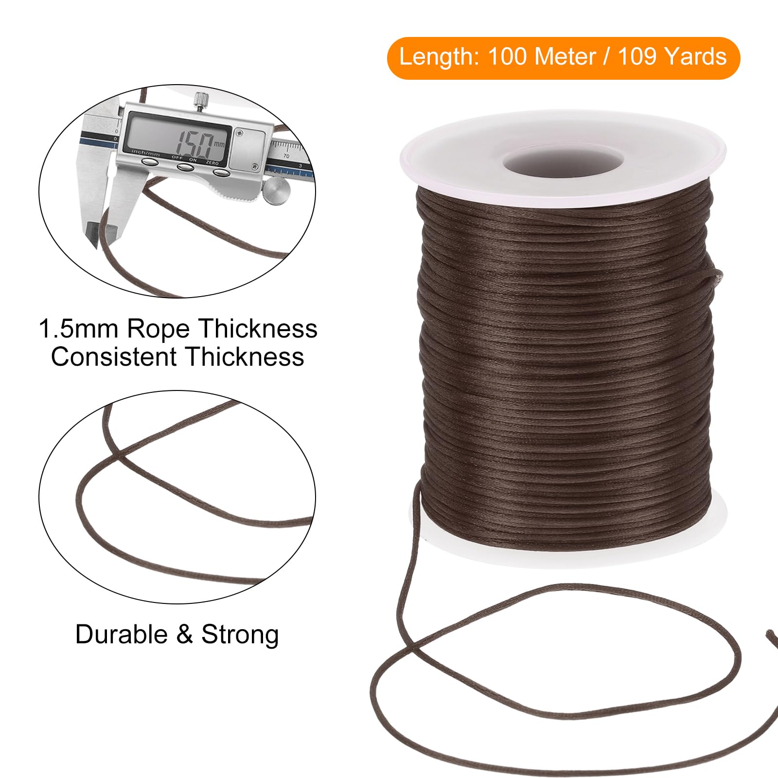 uxcell 109 Yards 1.5mm Satin String Cord - Image 2