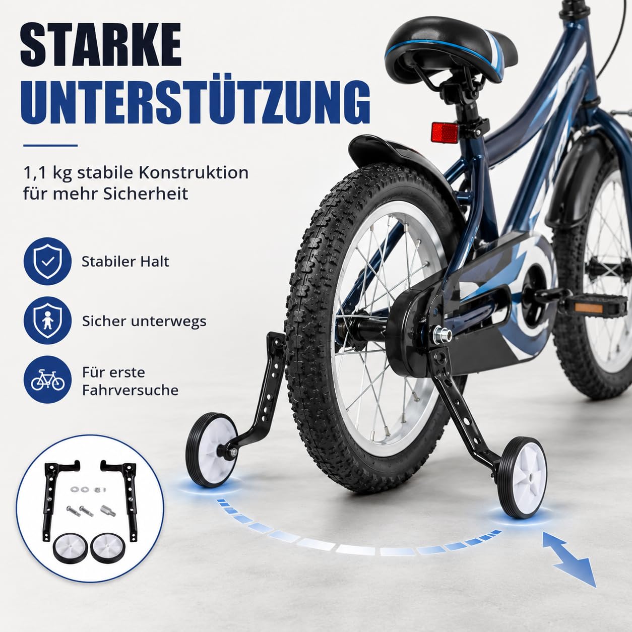 Kinderfahrrad Stützräder aus Kohlenstoffstahl, Universelle Stabilisatoren für 18 20 22 Zoll Fahrräder Sicherheitsunterstützung für Kinder, Inklusive Verlängerungsschrauben für Gangschaltung