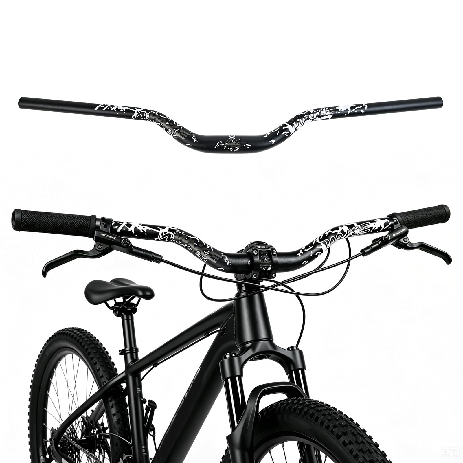 WAKE Manillares para Bicicleta 31,8mm*720mm Extra Largos Manillar Ancho Mangos de Aleación de Aluminio 55mm Riser Bar para MTB Ciclismo en Carretera (Negro)