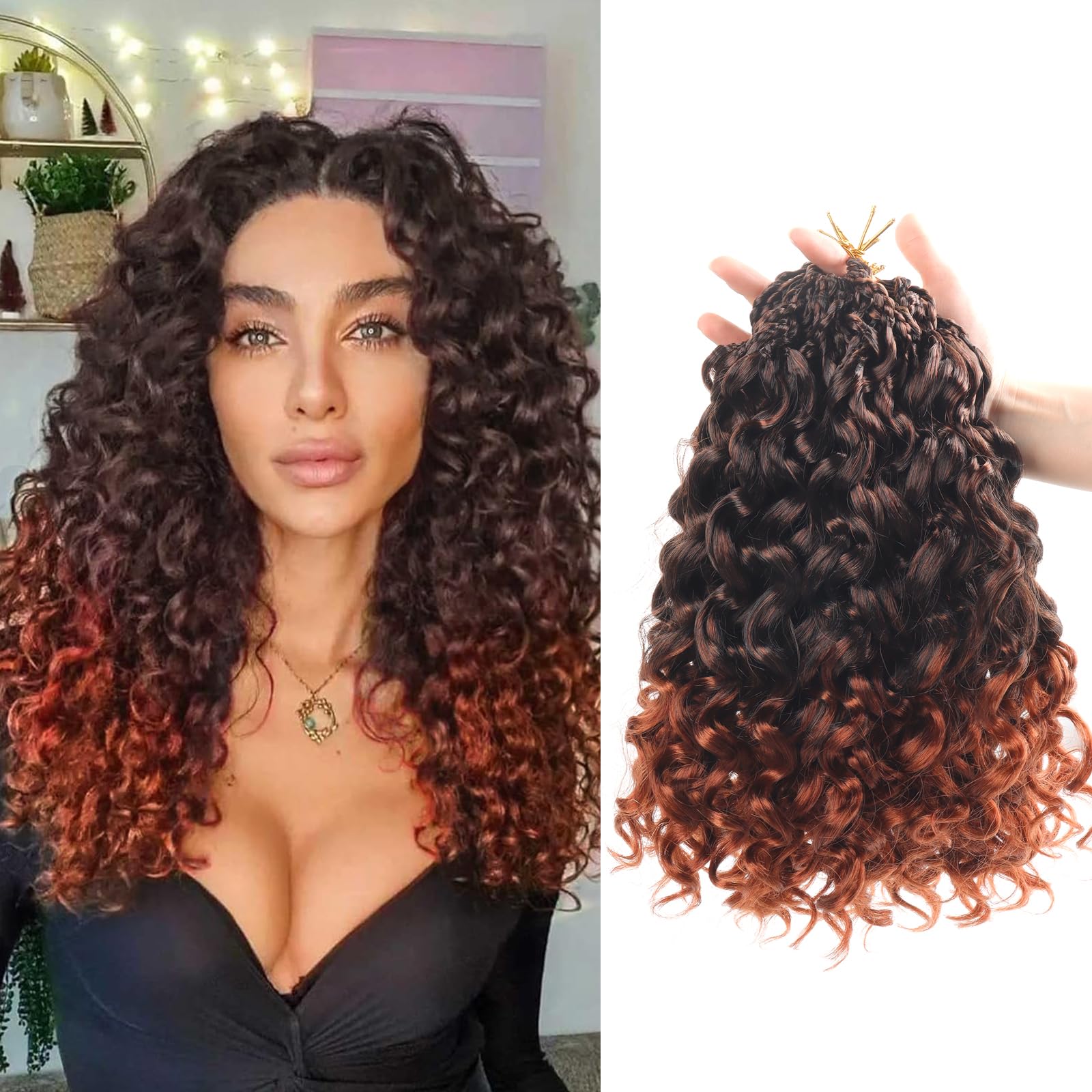 Datanala GoGo Curl Crochet Hair 12 Inch Water Wave Crochet Hair 8 Packs Long Beach Ocean Wave Crochet Braiding Hair Synthetic Extensions For Women (T350