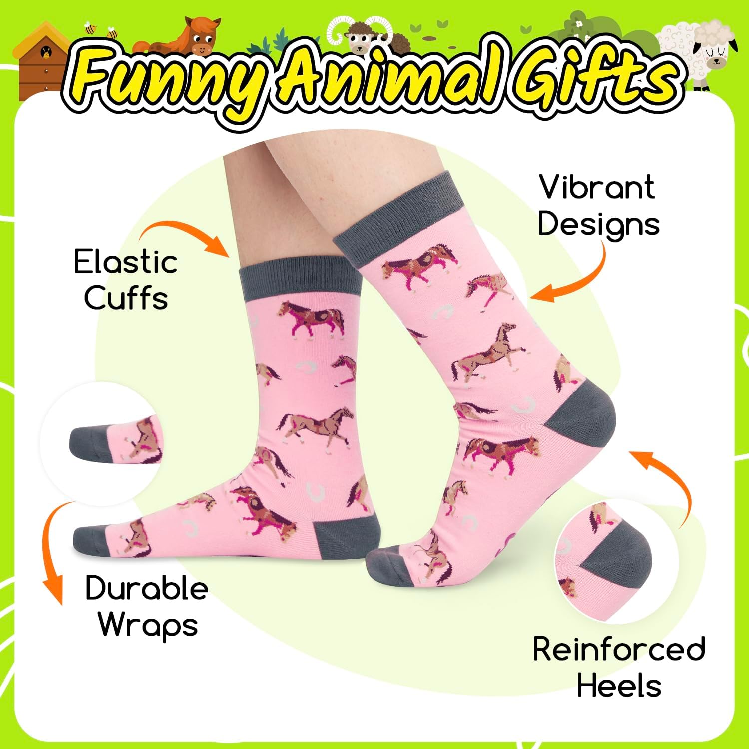 HAPPYPOP Funny Donkey Gifts - Men Women Silly Animal Socks Horse Chicken Gifts for Teens - Image 3