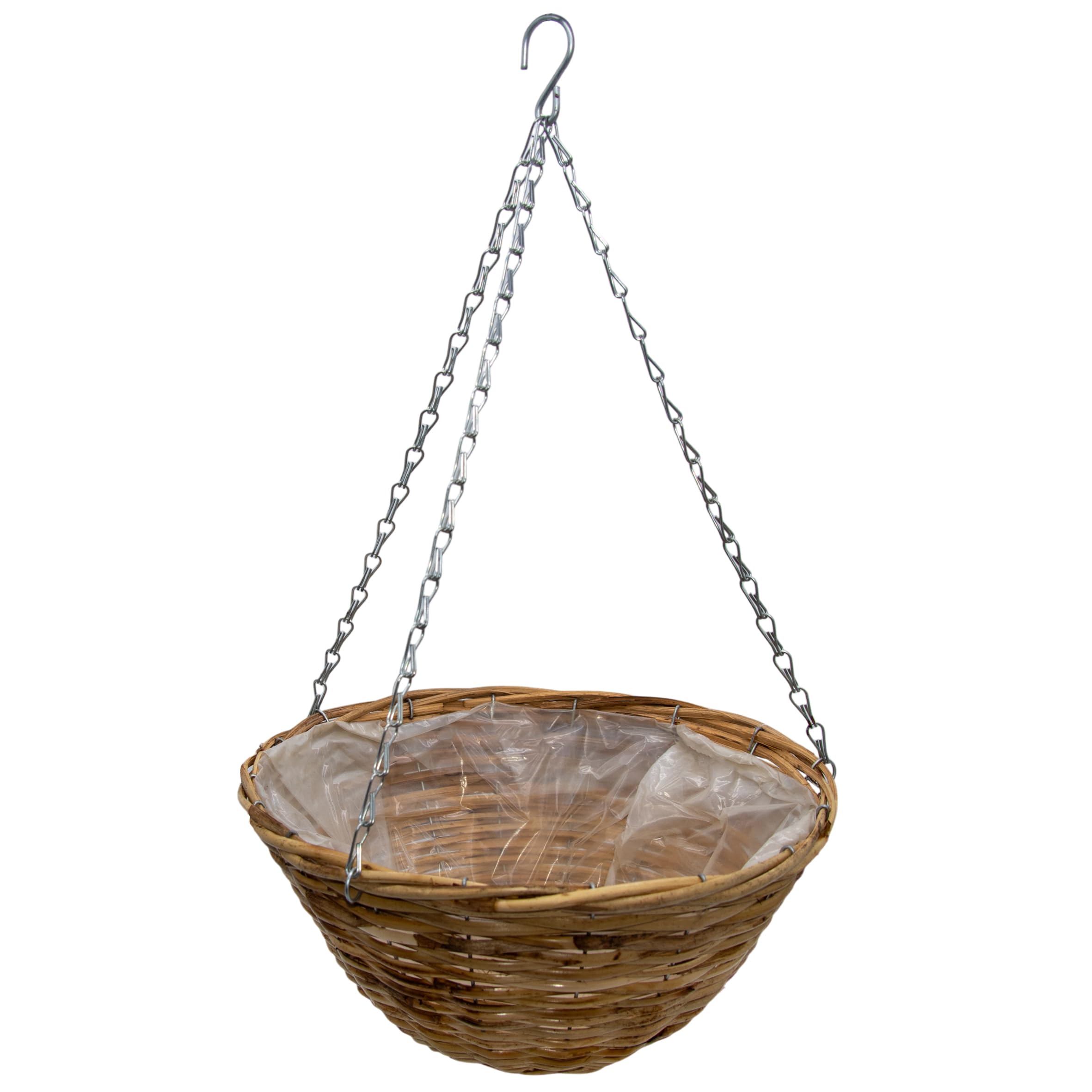 Spetebo Maceta colgante de mimbre, diámetro de 35 cm, con cadena, colgante con lámina