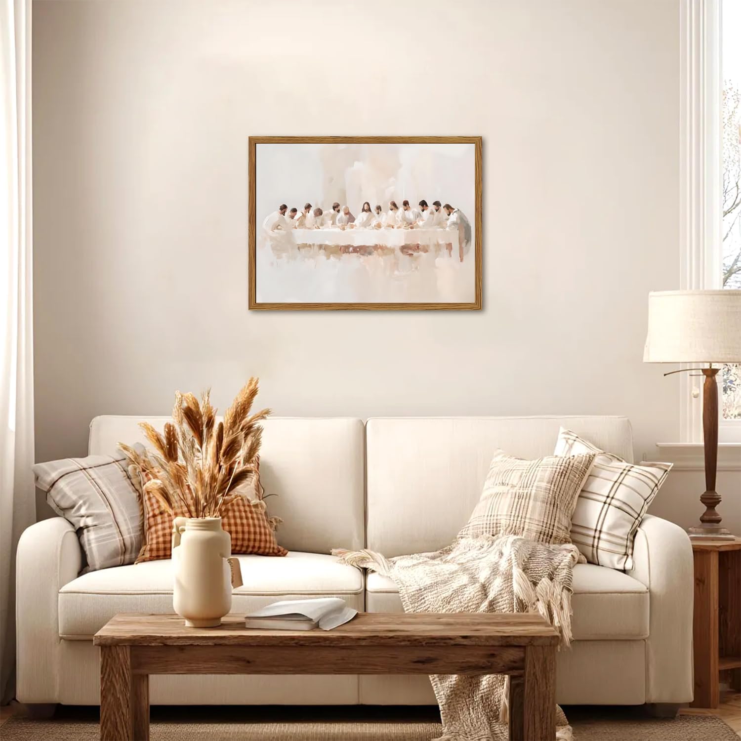 Jesus Last Supper Wall Art, Christian Wall Decor Paintings, Christ Pictures Religious Home Decor for Living Room Dining Room Church Prayer Room Bedroom 16x24 inch Framed