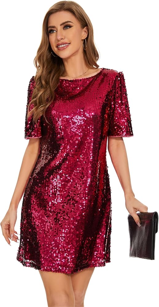 open lace back dress Amazon.com: FEMI SEMI Women Puff Short Sleeve Sparkle Shift Dress Crewneck  Sequin Shimmer Cocktail Party Dress (Hot Pink,S) : Clothing, Shoes & Jewelry