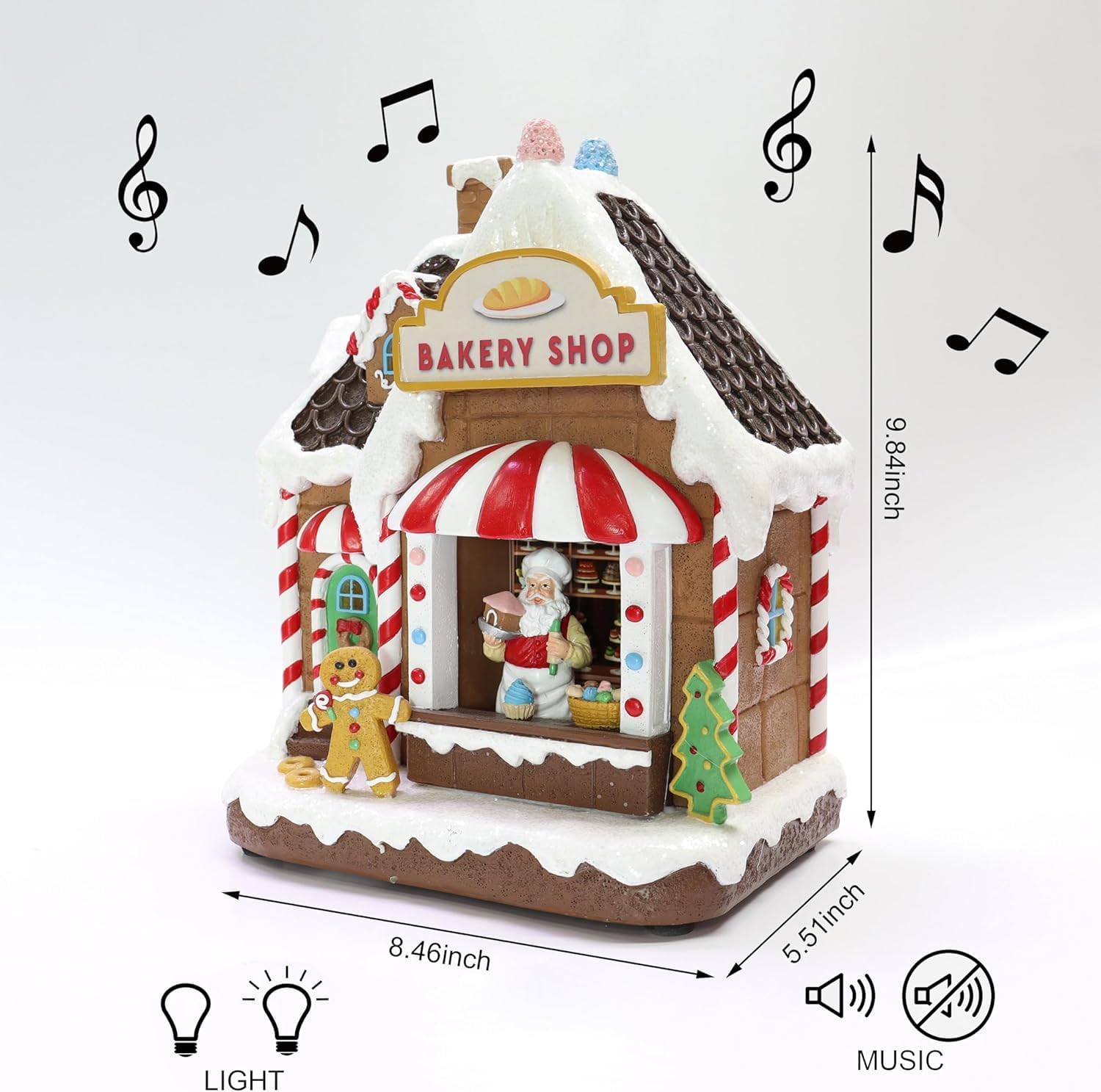 MOMENTS IN TIME Christmas Gingerbread House Lighted Hand-Painted Resin Holiday House with LED Lights Battery Operated Festive Décor (Eclectic)