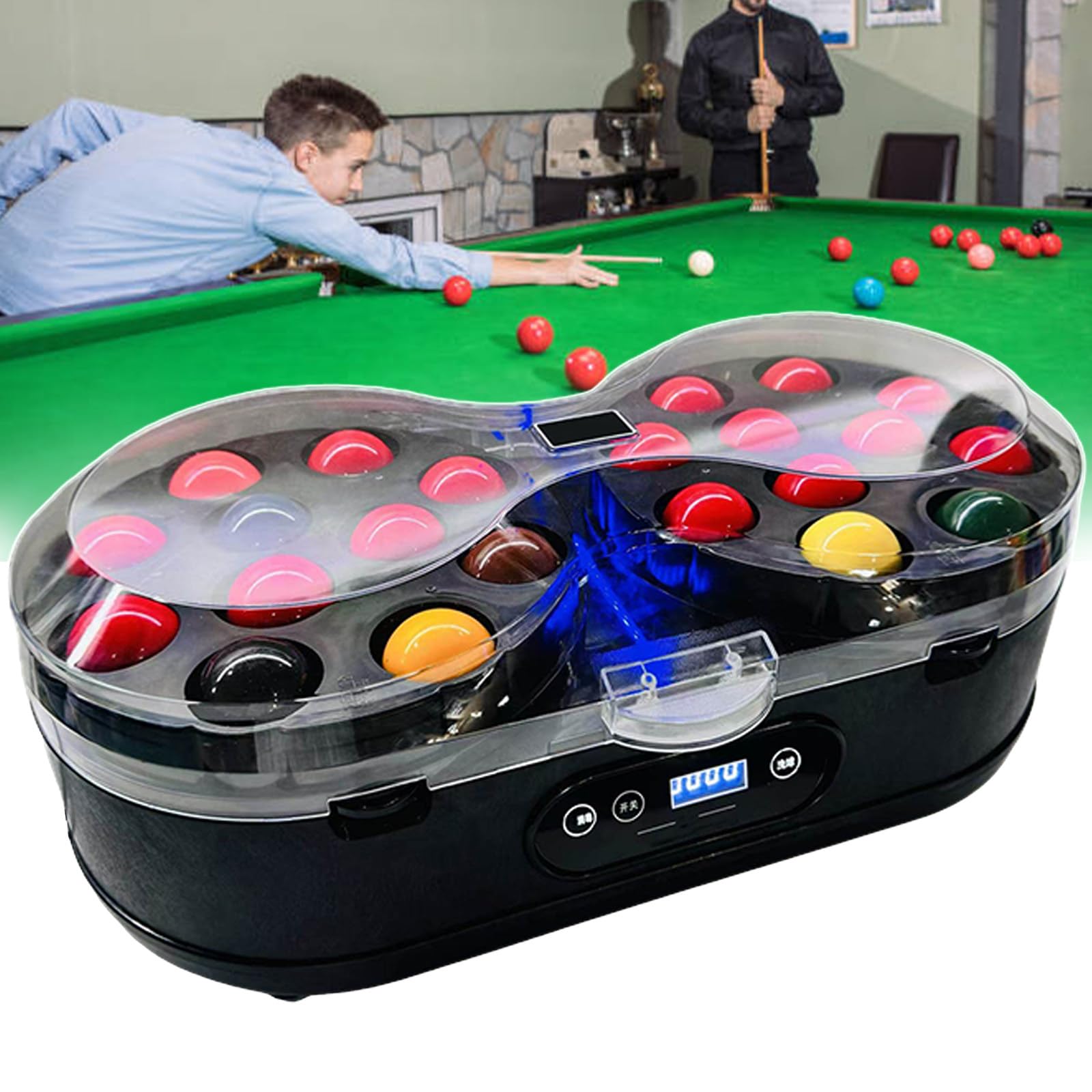 Elektrischer Snookerball-Polierer, bidirektionale Reinigung mit LCD-Touchscreen, Wollfutter, für Club & Poolhalle, Kapazität 22 Kugeln