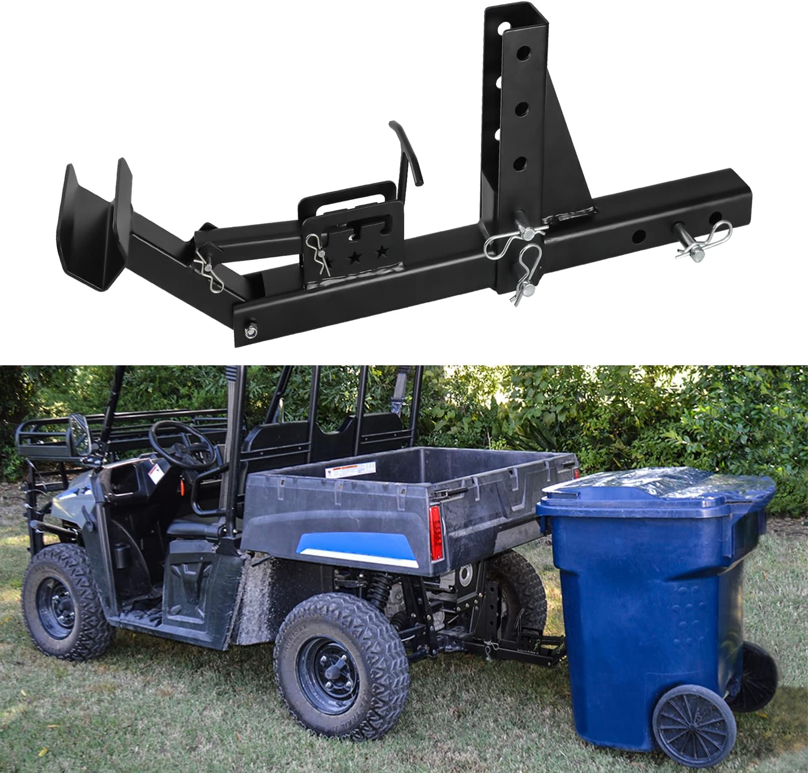 DING.PAI Trash Can Transporter Trailer Hitch with 2 Inch Receiver Fits Truck/Auto