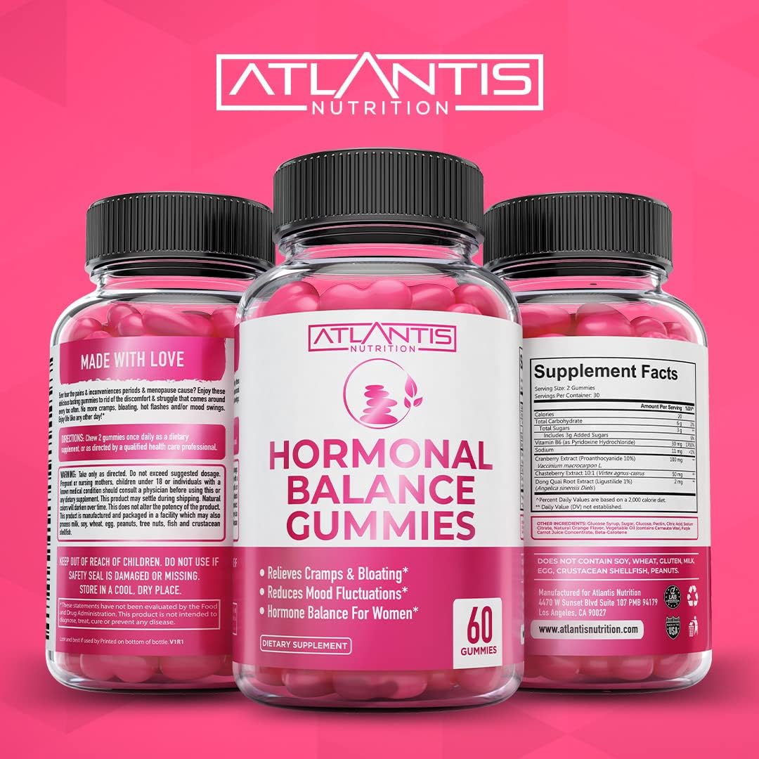 Atlantis Nutrition Hormonal Balance PMS Relief 60 Gummies + Saw Palmetto Libido Booster for Women 60 Gummies : Health & Household