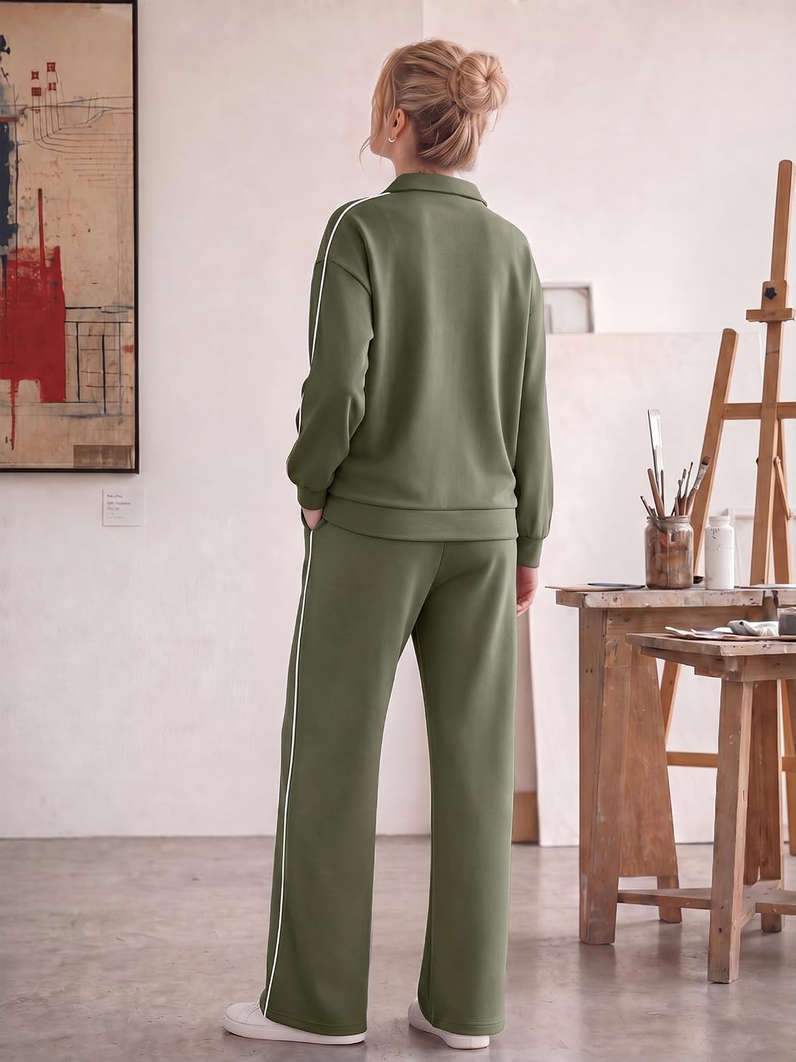 Casly Lamiit Women's 2 Piece Outfits Half Zip Wide Leg Casual Tracksuit | Mock Neck Lounge Sets, Pocket Pant Sets, Fall Sweatsuits, 2026 Matching Sets