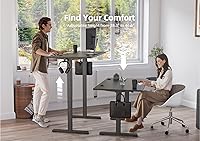 Vista 5 de YDN Escritorio eléctrico de pie, escritorio de pie de altura ajustable, 40 x 24 pulgadas, escritorios de oficina en casa, marco negro/parte superior