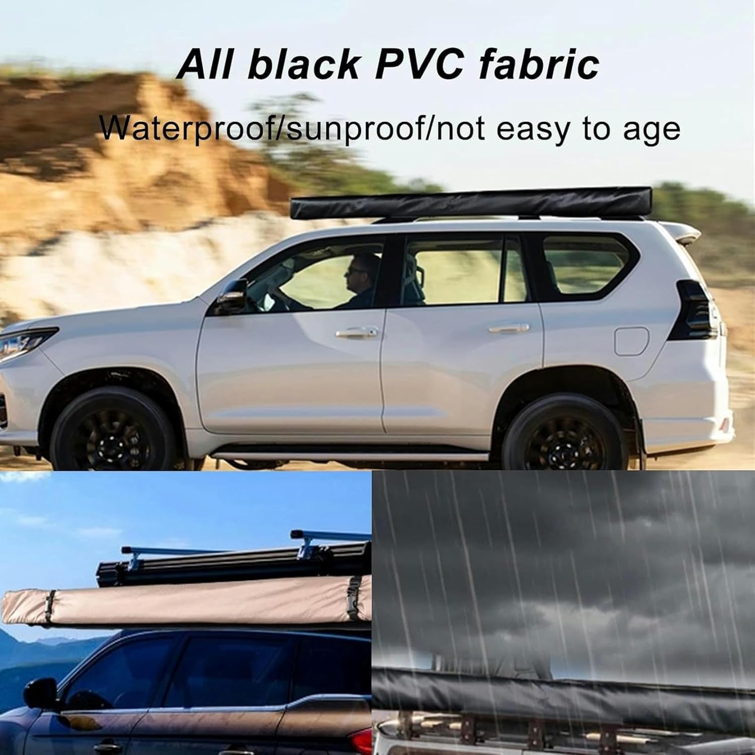 AMNOOL Lateral Car Awning, Vehicle Awning, Truck, SUV, Removable Tent On The Roof, UV50+Pu4000mm Shelter, Weather -Resistant Shadow, for SUV/Truck/Van (if