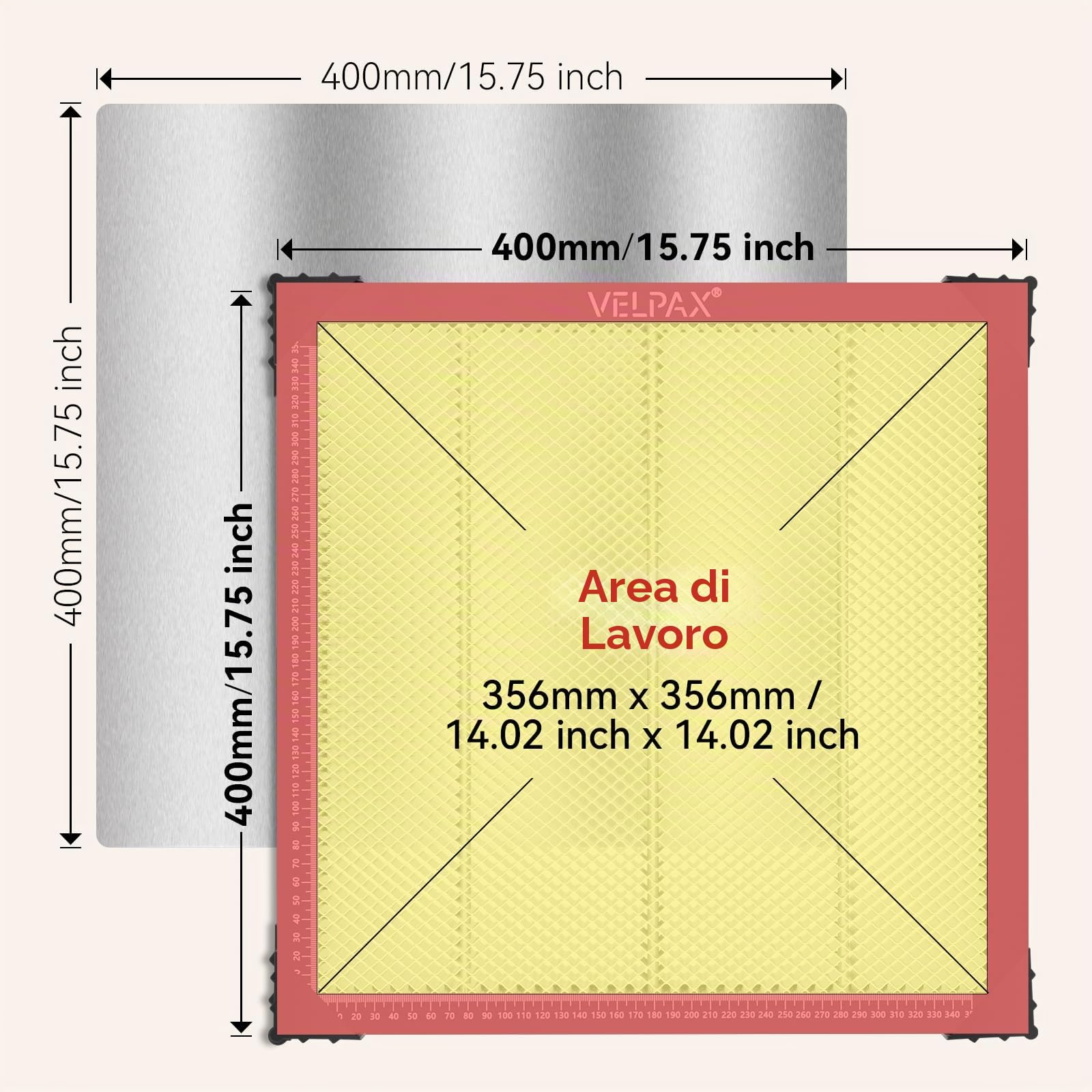 Tavolo a Nido d'Ape 400x400mm per Incisore Laser, Piattaforma di Lavoro Laser con Piastra in Alluminio, Rapida Dissipazione del Calore e Protezione Tavolo