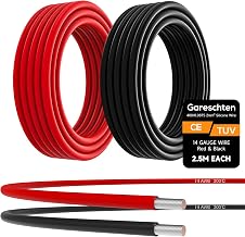 14 AWG Electrical Wire 2x2.5m Soft Silicone Tinned Copper Wire (Red & Black) - Low Impedance, High Temp Resistant Stranded Copper Cable for DIY, Toys, RC Models, Drones & Industrial Applications