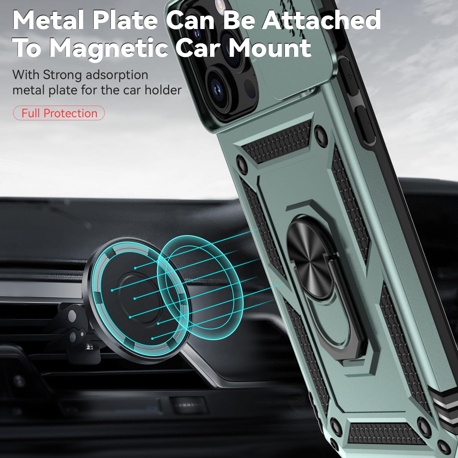 IPhone 15 Pro Case With Kickstand Armor Magnetic Ring Rugged Protective Military Grade Shockproof Case - Mobile City - View #11