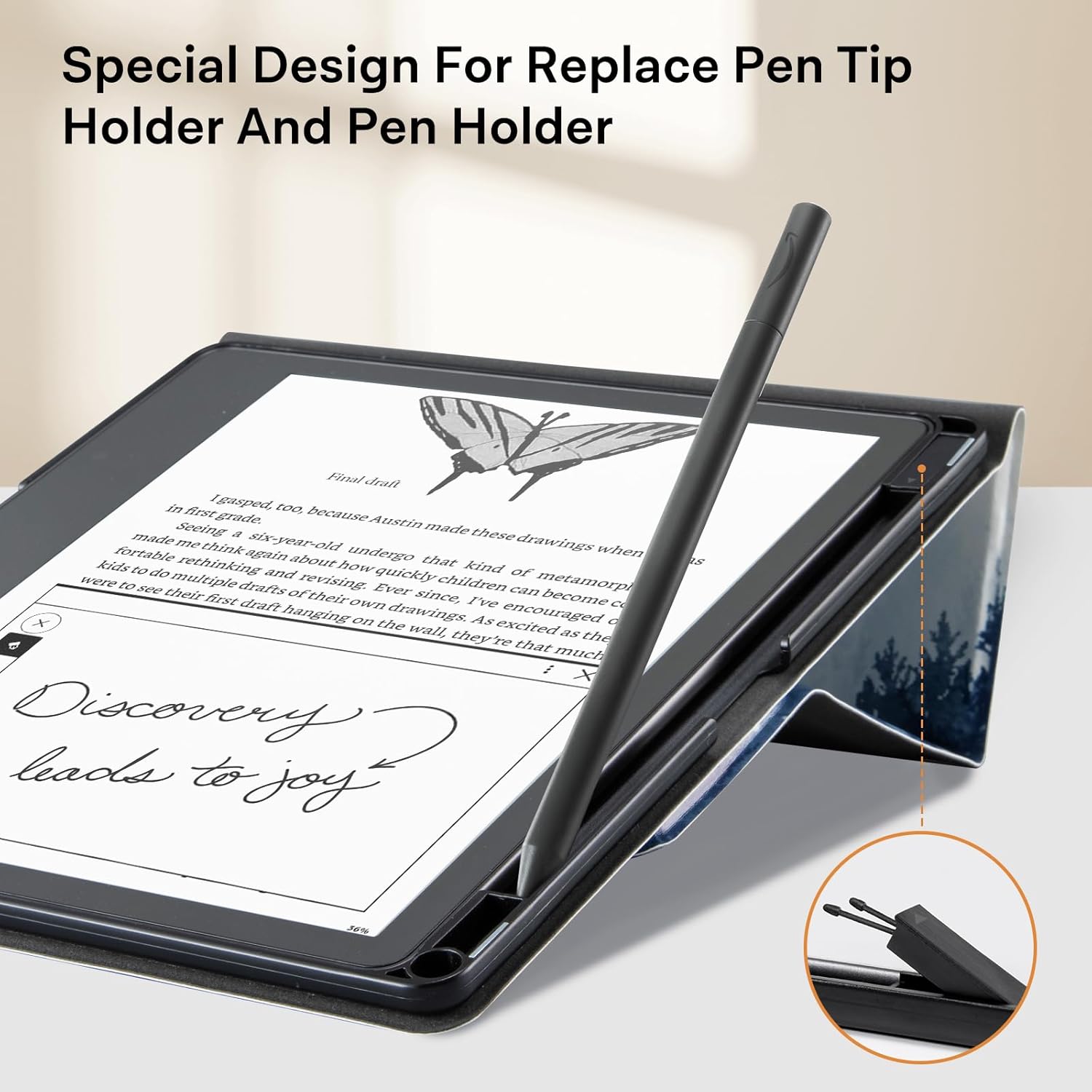 CoBak Case for ebook Reader with Two Viewing Angles - All New PU Leather Cover with Auto Sleep Wake, Pen Holder for ebook Reader, Forest