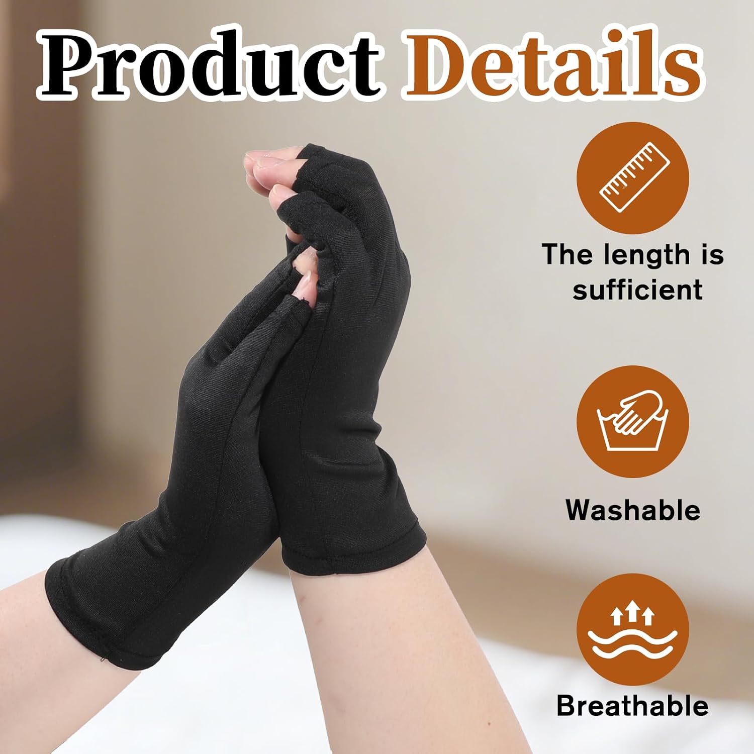 2 Pair UV Gloves for Nails Moisturizing UV-Protective Fingerless Gloves Women Nail Care & Hand Hydration for Gel Nail Lamp (Black)