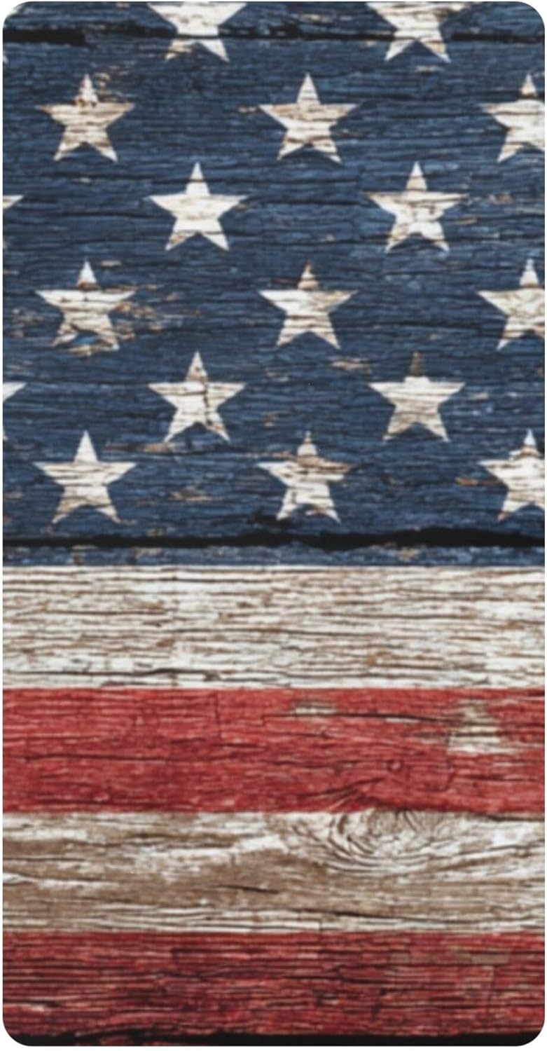 American Flag Wood Retro Crib Sheets Soft Breathable Fitted Cotton Baby Crib Sheets Mattress Cover for Girl Boy, 52" x 28" x 9"