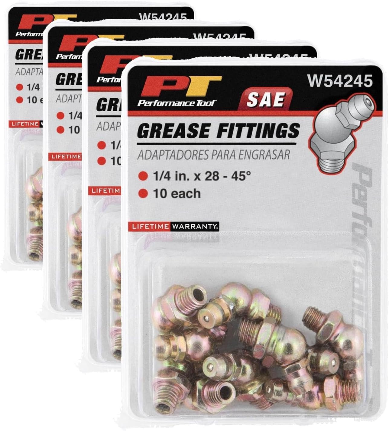 Performance Tool W54245 1/4-Inch x 28-Inch 45 Grease Fitting, (Pack of 10)