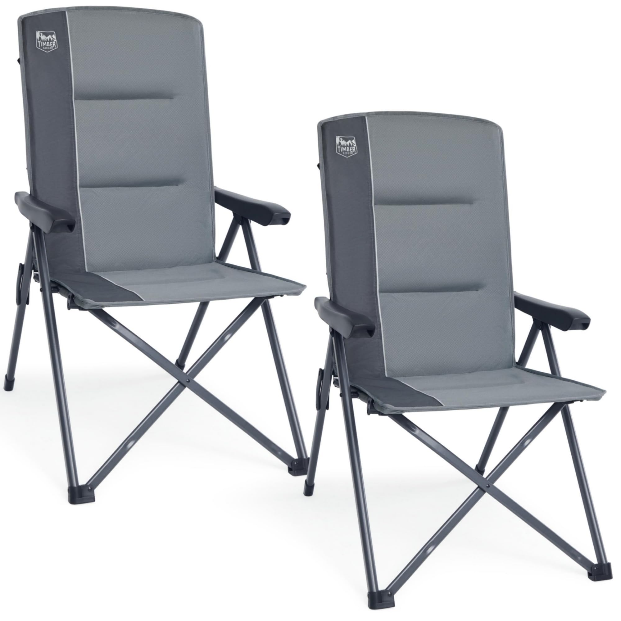 TIMBER RIDGE 2er Campingstuhl Faltbar Hohe Lehne mit 3 Positionen verstellbar Klappstuhl Camping 160kg Breiter Sitz 57m Camping Stuhl Gepolstert für Balkon Wohnmobil Garten Festivals Events