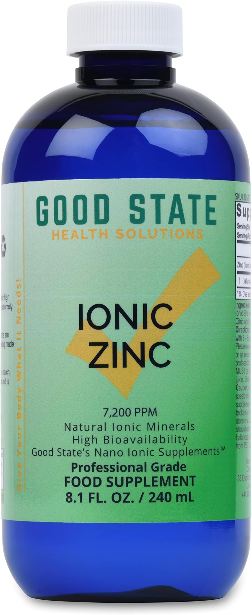 Good State Liquid Ionic Zinc (96 servings at 18 mg elemental, plus 2 mg fulvic acid - 8 fl oz)
