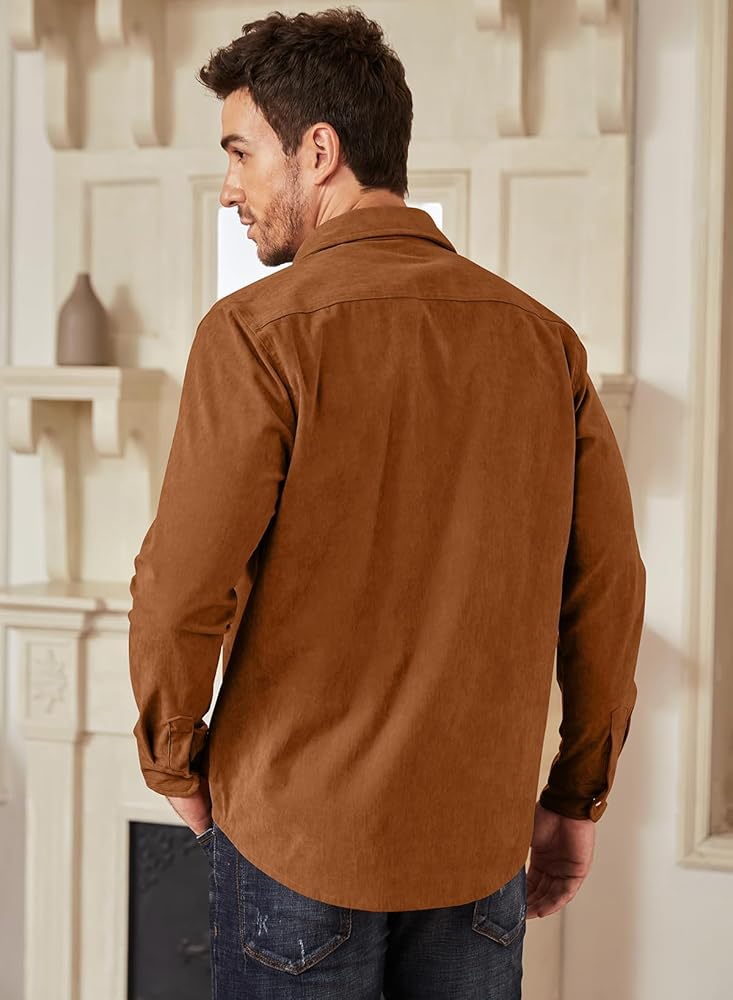 JMIERR Men's Corduroy Shirts - Casual Western Long Sleeve Button Down Shirts Lightweight Shacket Big and Tall Fall Textured Jacket with 2 Flap Pocket, US 38(S), A Brown at Amazon Men's Clothing store JMIERR Men's Corduroy Shirts - Casual Western Long Sleeve Button Down Shirts Lightweight Shacket Big and Tall Fall Textured Jacket with 2 Flap Pocket, US 38(S), A Brown at Amazon Men's Clothing store
