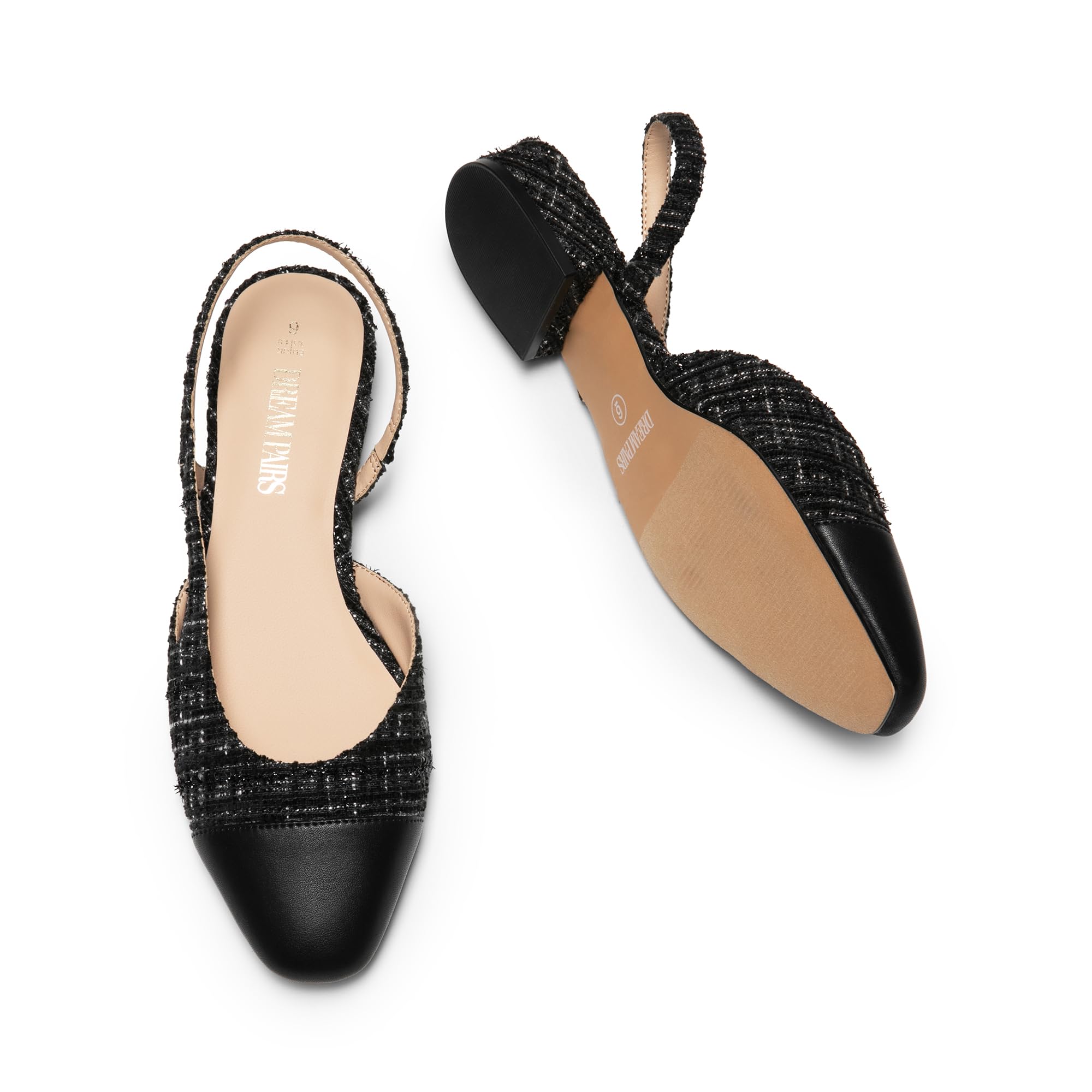 DREAM PAIRS Ballerine da donna con cinturino sul retro, punta quadrata con tacco basso, comode scarpe da lavoro per ufficio, feste, matrimoni, affari, casual