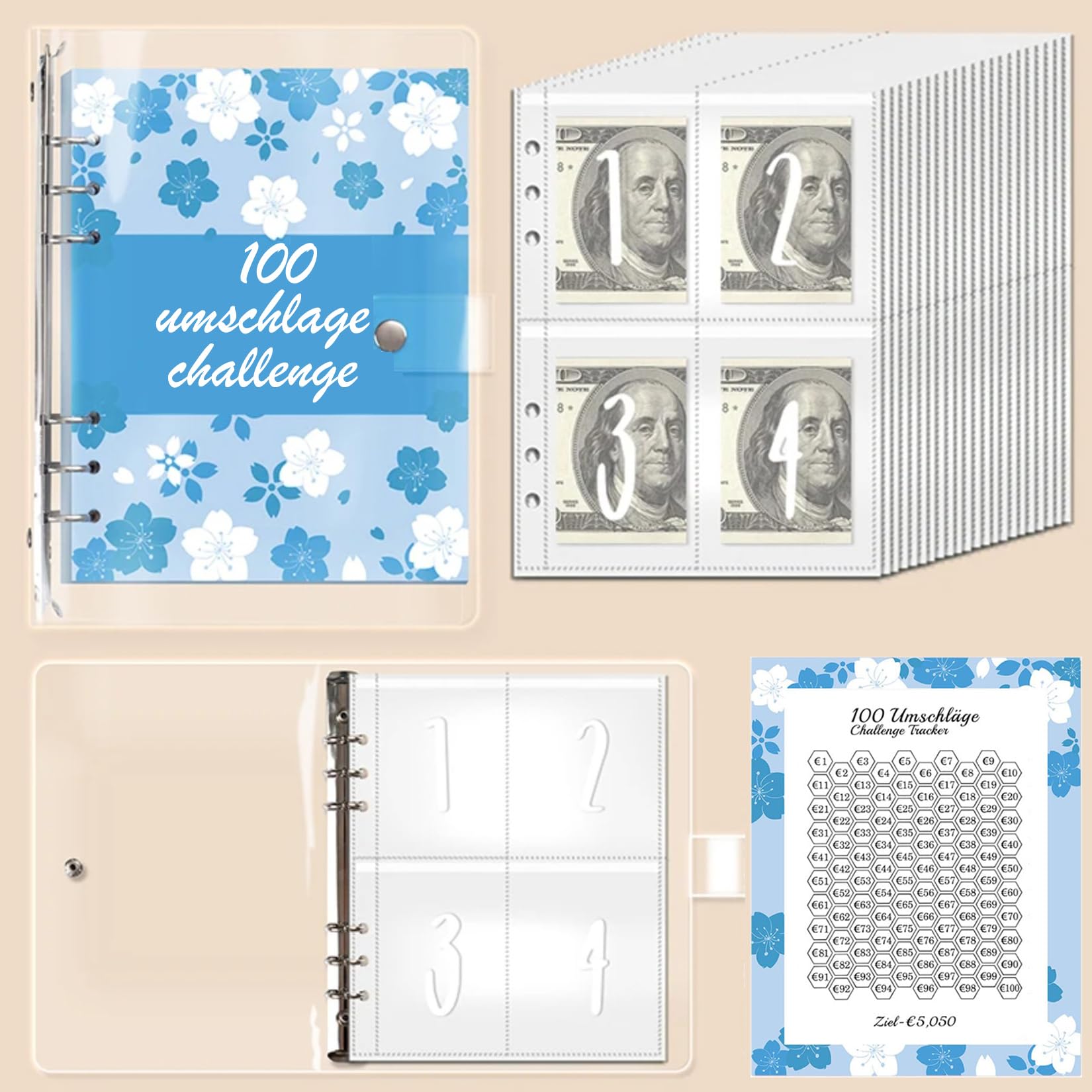 HAIYUU A5 Risparmio Soldi Buste Budget Planner 100 Envelope Saving Challenge