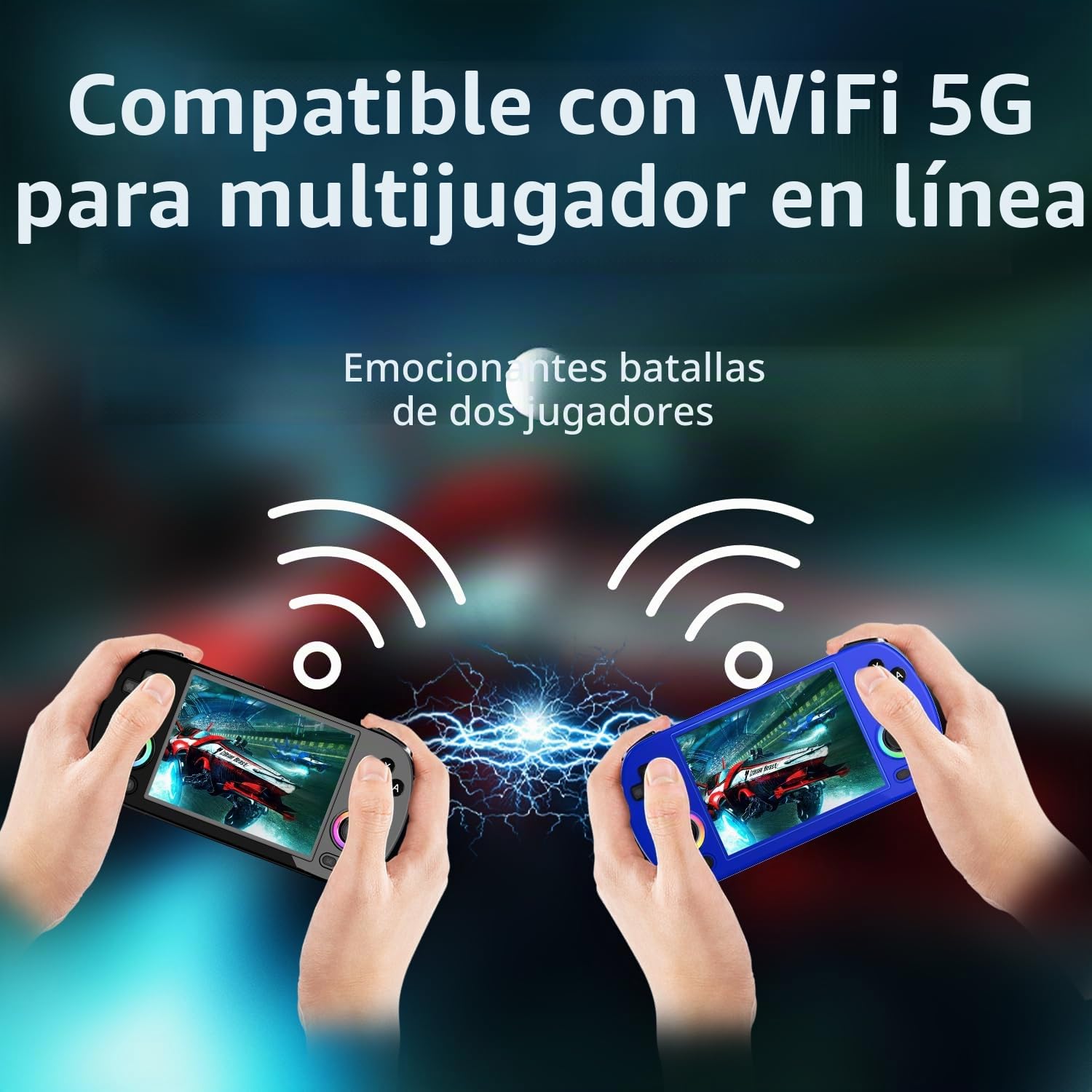 RG40XX H - Consola de juegos de mano, pantalla IPS de 4 pulgadas, sistema Linux, batería de 3200 mAh con iluminación RGB colorida de joystick, tarjeta TF de 64 G integrada y juegos 5528, compatible