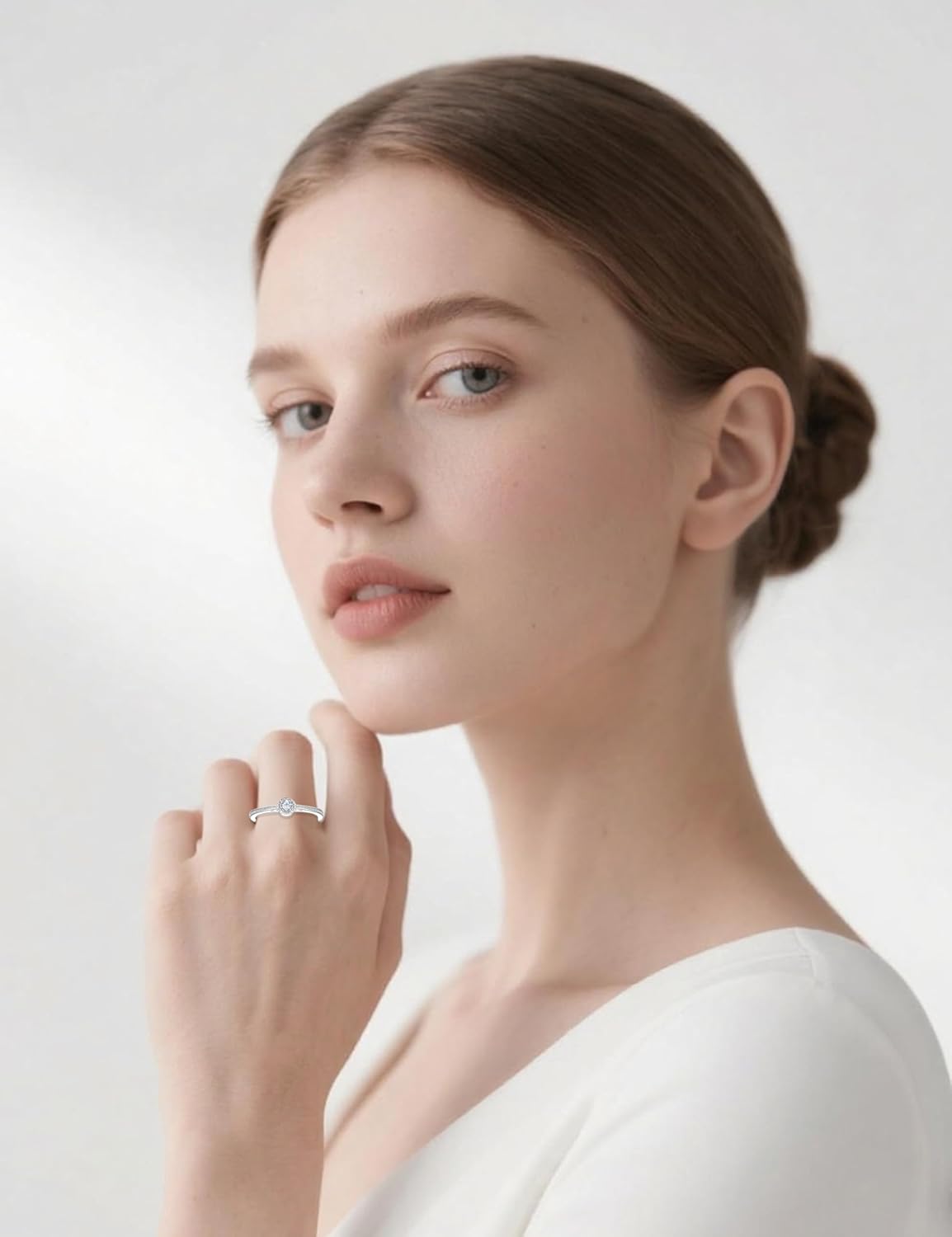 925 Sterling Silver Lab Grown Diamond Engagement Ring,Classic Solitaire Promise Wedding Band - Image 7