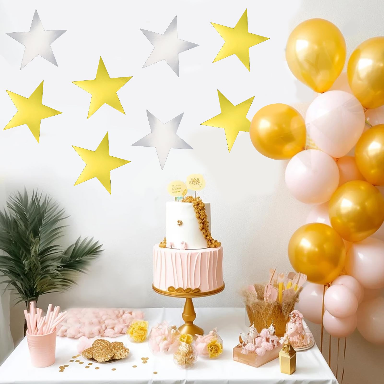 Stelle decorative da appendere 80 pezzi 15 cm oro argento carta con brillantini