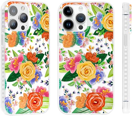 Miniatura 9 de SCORPIFY Funda para iPhone 14 Pro Max con diseño floral de rosas perforadas en el corazón rojo, bonita funda transparente para teléfono para mujeres