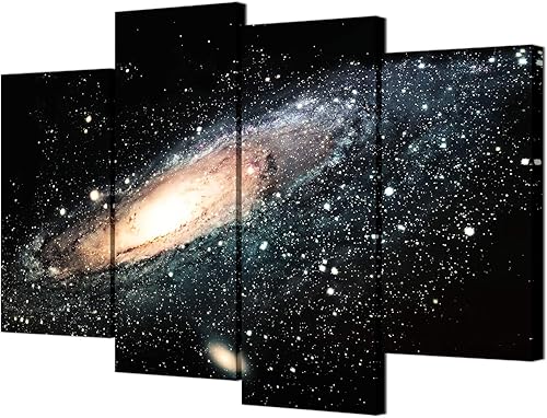 VVOVV Wall Decor - Póster artístico de pared con paisaje espacial y galaxia de Andrómeda, 4 piezas, pintura de noche estrellada, impresión Giclée