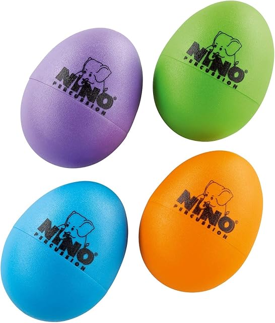 Meinl NINOSET540-2 Nino Percussion Egg Shaker, Aubergine/Grass-Green/Sky-Blue/Orange