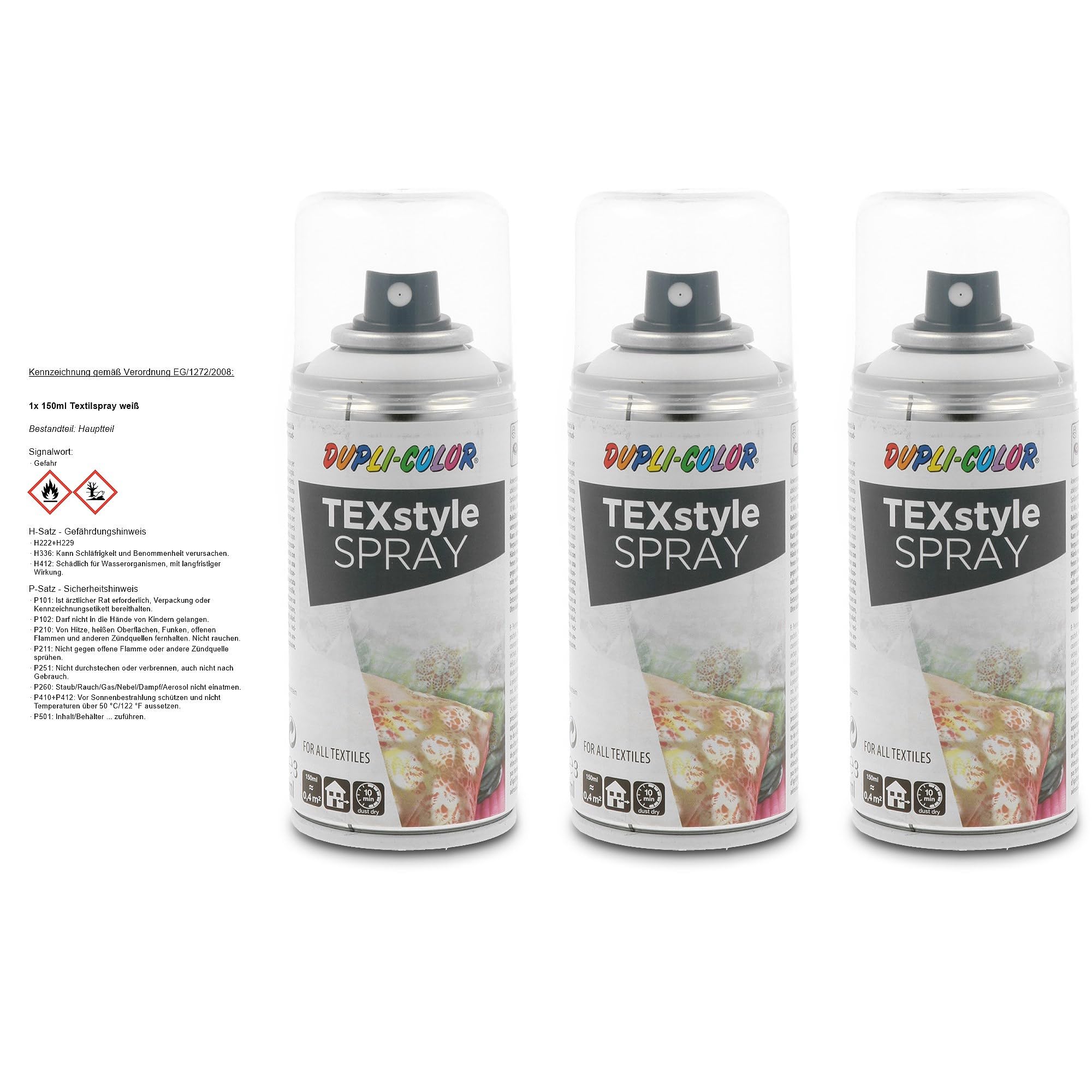 Dupli-Color 3x 150ml Textilspray weiß