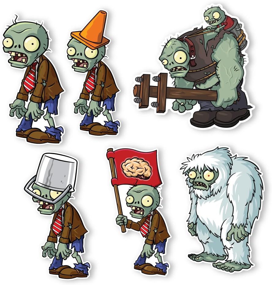 Plants vs. Zombies 2 Wall Decals: Special Front Yard Zombie Set II (Six Zombies 6 inches Longest Side)