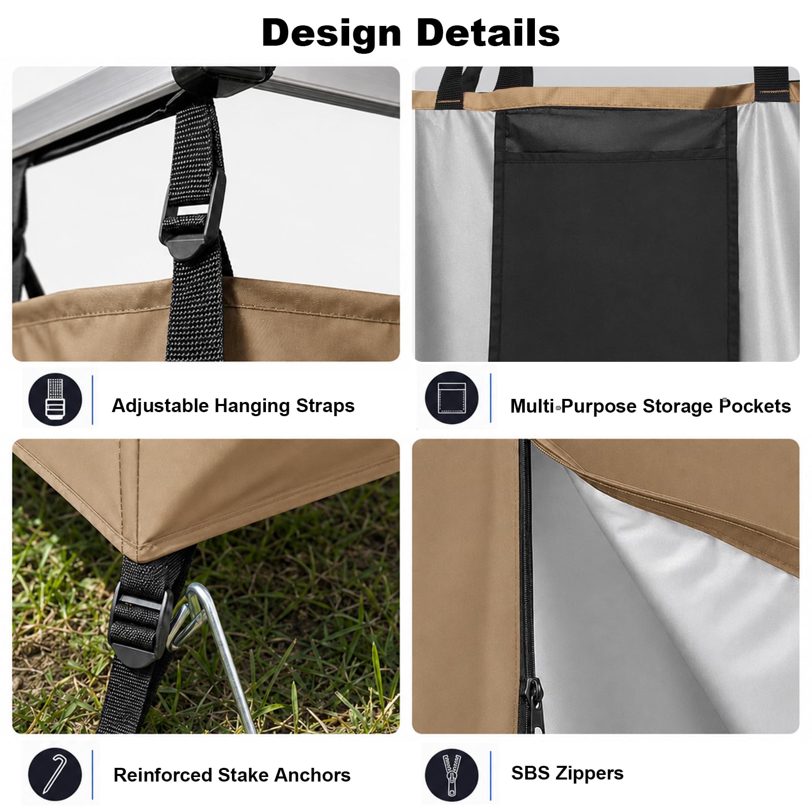 Duschzelt Camping, Oxford Wasserdicht Toilettenzelt, PrivatsphäRe SchutzräUme FüR Outdoor Campingdusche, Unverzichtbar Offroad ZubehöR, Aluminium&Stark ReißFest, Montiert Auf DachträGer Universal