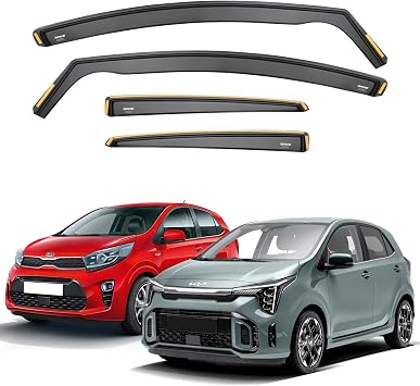 ISPEED Wind Deflectors for KIA PICANTO MK3 2017-2026 5 Door Hatchback 4pc Set - Keep Your Car Ventilated In Rain - Reduce Wind Turbulence - Tinted In-Channel Type