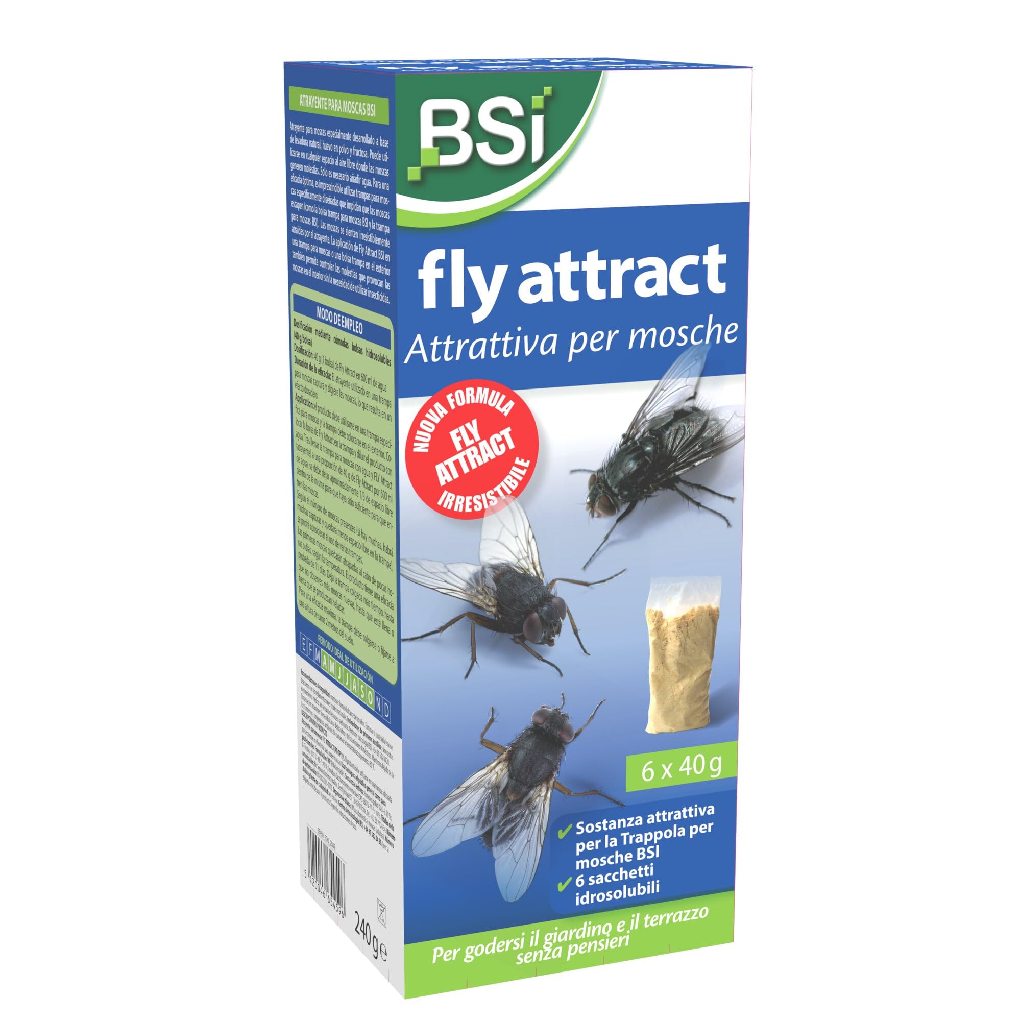 BSI - Fly Attract - Natural - 6 Recambios x 40g - Para Trampas para Insectos