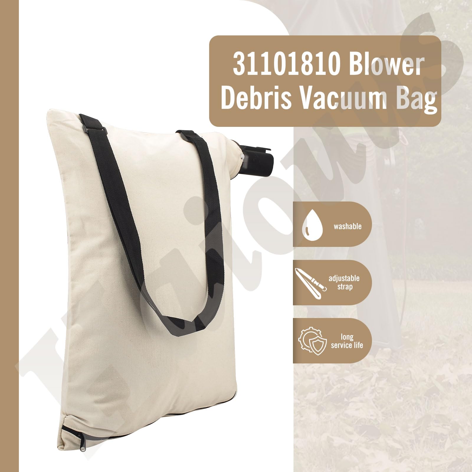Xinghai 31101810 - Bolsa de aspiradora para aspiradora, compatible con los modelos Greenworks 24022, 24072, bolsa de tela blanca con cremallera, reemplaza 31103148