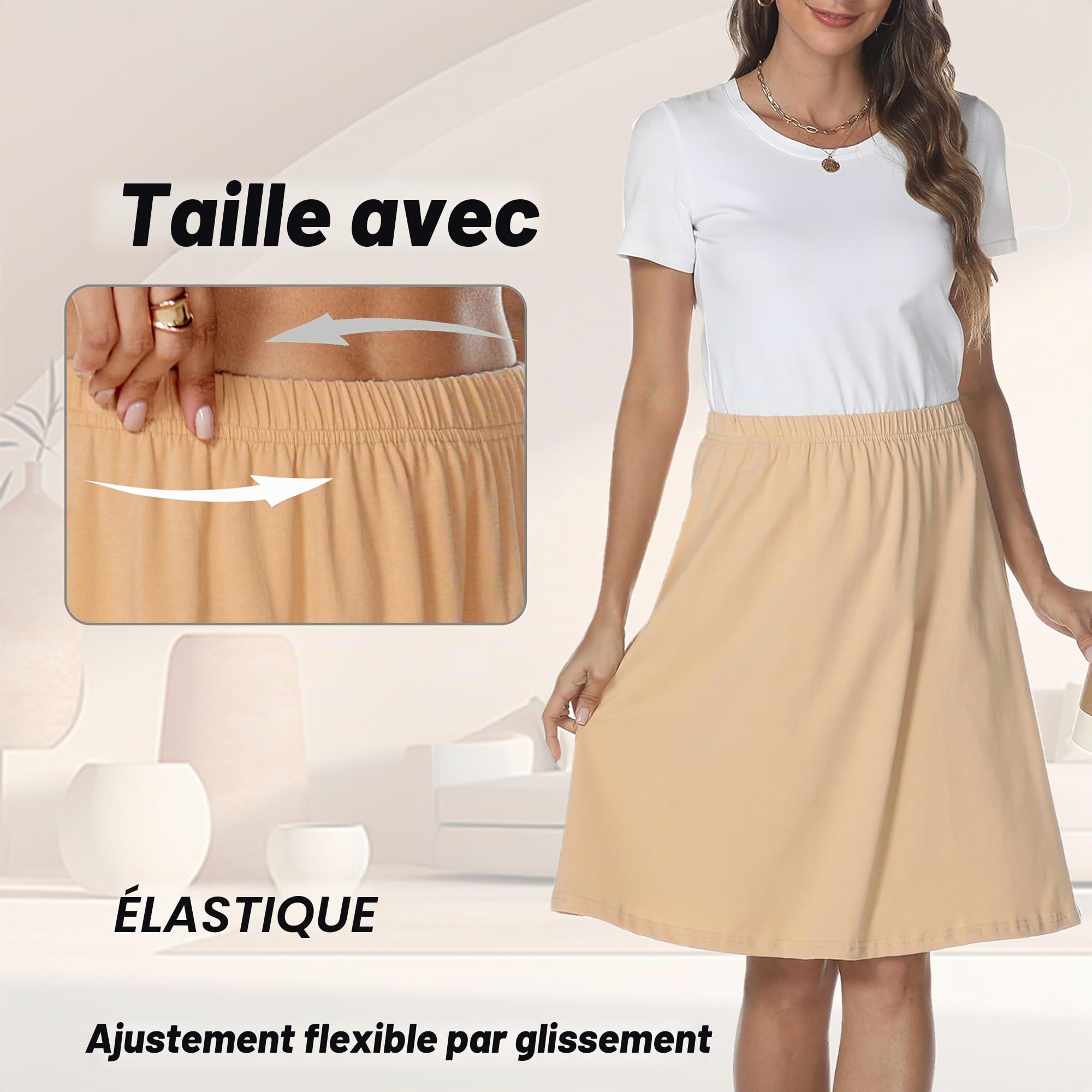 Jupon Femme Longue Jupon Femmes Chemise de Nuit été Jupons Coton sous-Vêtements