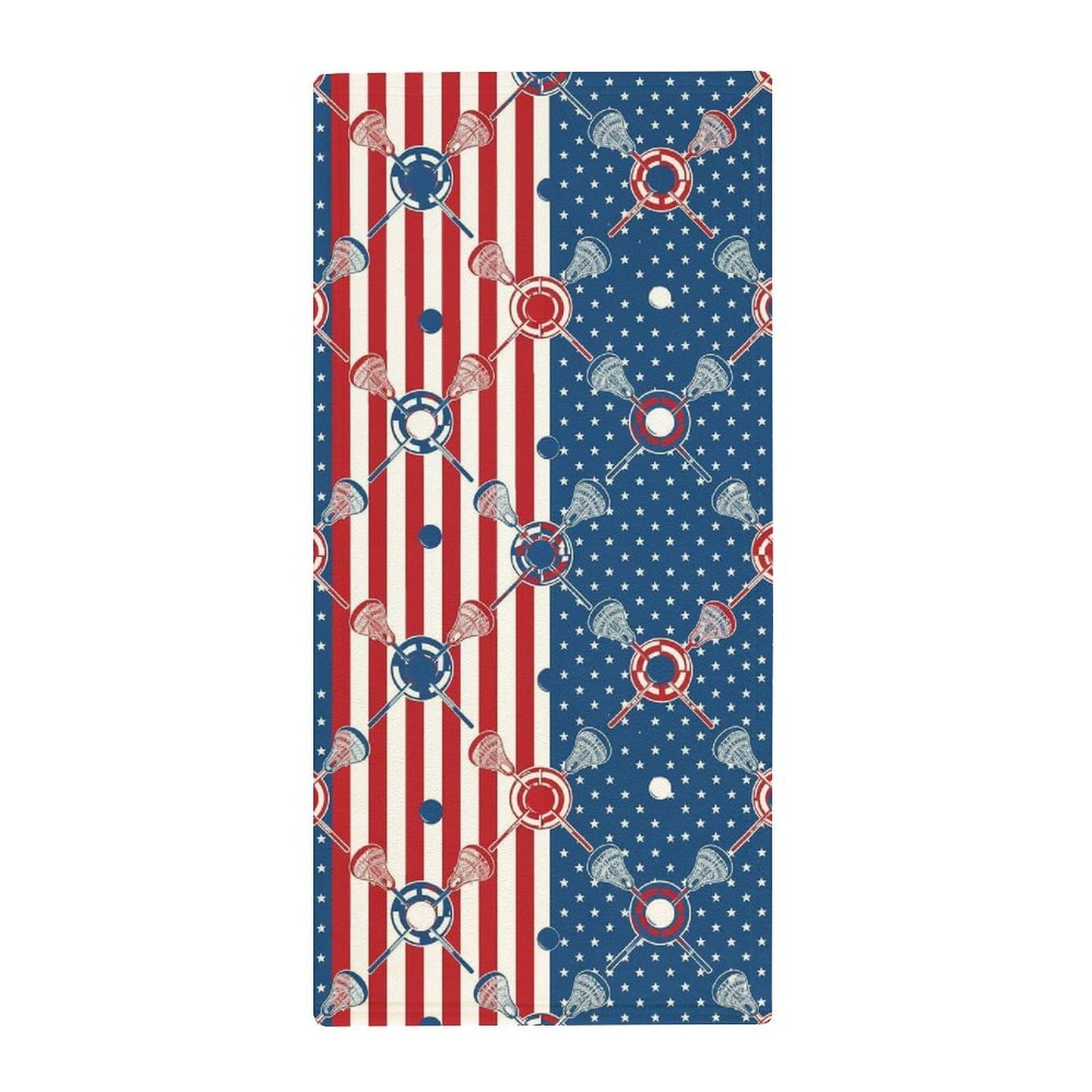 Anceky Multi-Use Kitchen Towels, USA American Lacrosse Sticks Flag Absorbent Guest Towels for Hotels, Gym & Quick-Dry Face Care
