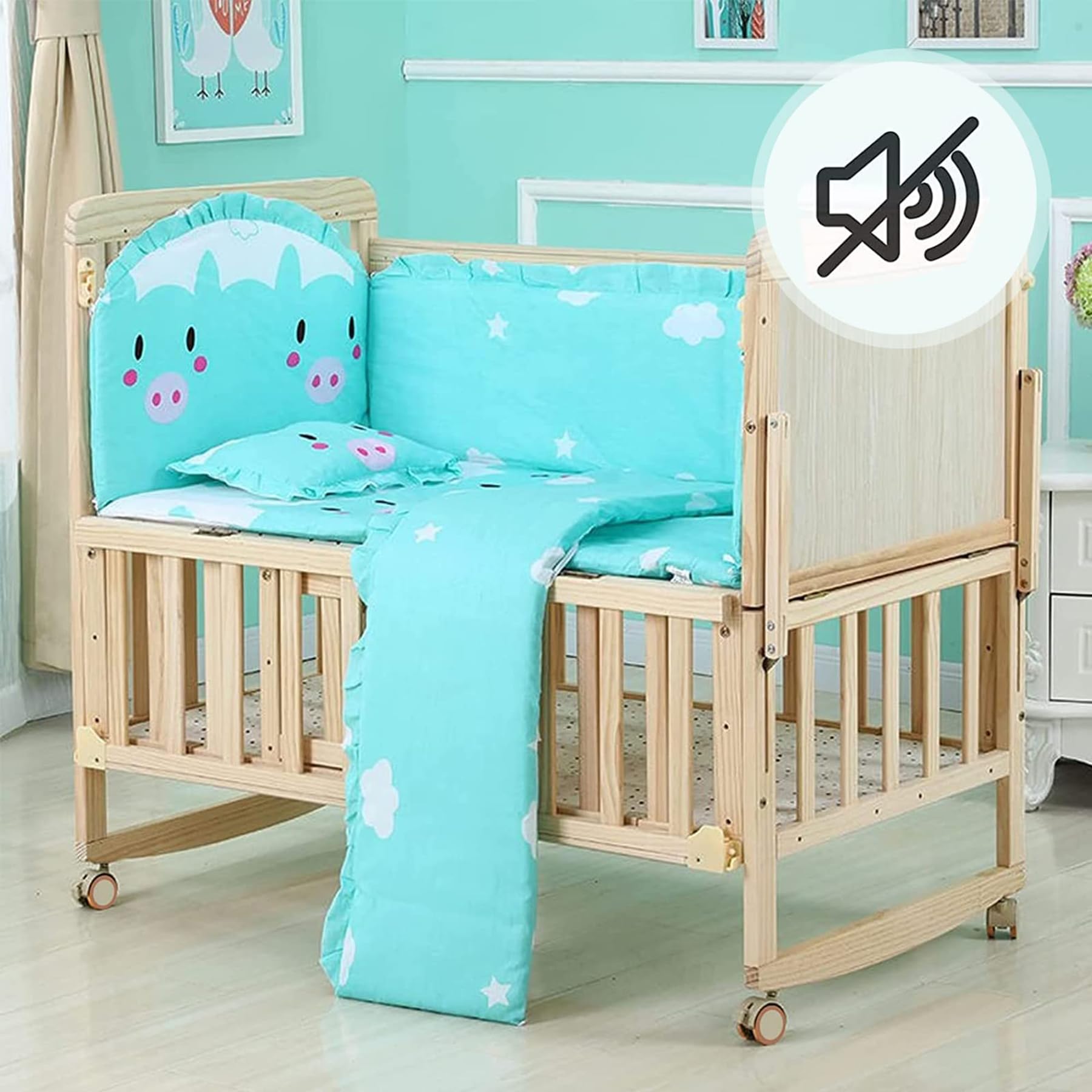 Roulettes pour Meubles d'enfants，4 Pièces Support roulettes pivotantes lit de bébé Roulettes de berceau pivotant，pour Berceaux, Poussettes, Chaises