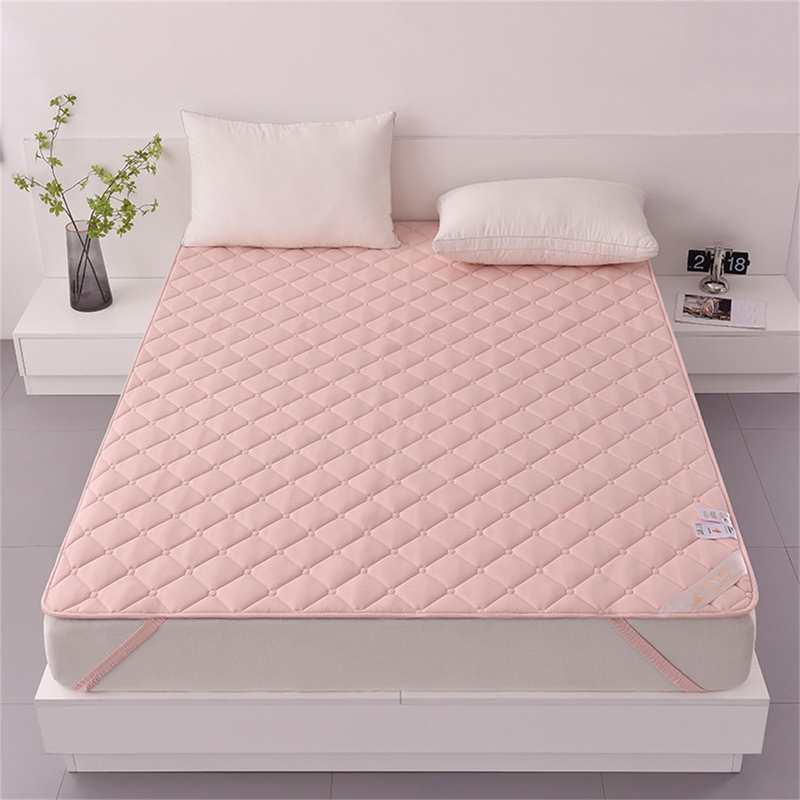Odot Coprimaterasso Protettivo Tinta Unita, Coprimaterassi Singolo Matrimoniale con 4 Angoli Elasticizzati, Proteggi Materasso Trapuntato, Adatto per Materasso (200x220cm,Rosa D)