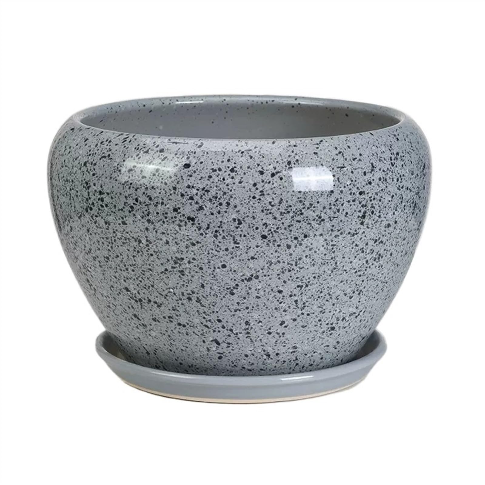 Doniczki na kwiaty Doniczki na rośliny Ponadgabarytowe doniczki w jednolitym kolorze Okrągłe Śliczne ceramiczne z tacą Donice Proste sukulenty Dom Salon Donice balkonowe Doniczka (Color : Grijs, Siz