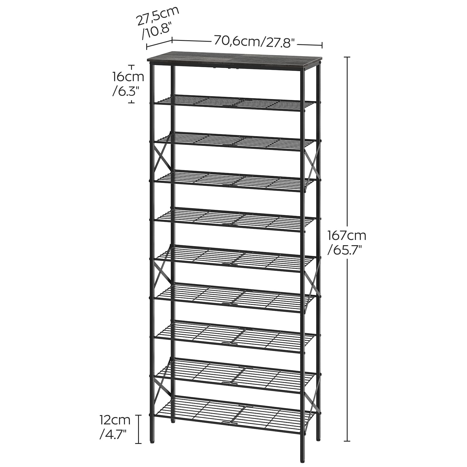 Shoe Rcak Sizes Snapklik.com : 10 Tier Shoe Rack, Large Capacity Shoe Storage Organizer ...