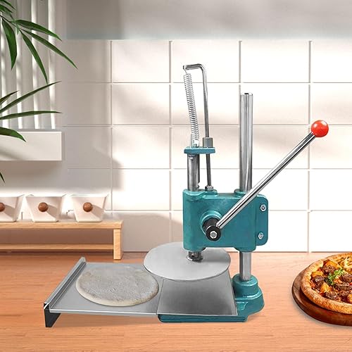 Miniatura 6 de Netcoi Máquina para hacer masa de pizza de 9.5 pulgadas, manual para el hogar, máquina de prensa de pastelería, herramienta de cocina de acero