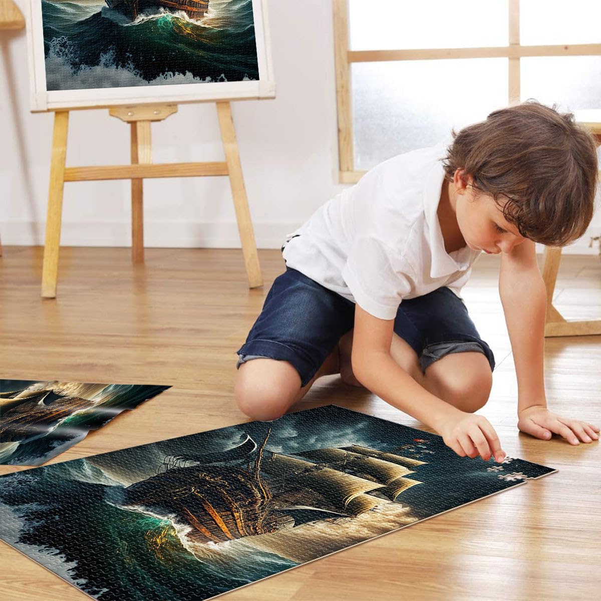 Puzzle 2000 pezzi per adolescenti Nave pirata Giocattolo educativo intellettuale decomprimente Lista dei desideri con Babbo Natale 70x100cm