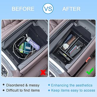 JKCOVER Center Console Organizer Tray Compatible with BMW X5 G05 X7 G07 (2019-2024) and X6 G06 (2020 2021 2022 2023 2024) Accessories Armrest Secondary Storage Box, ABS Plastic