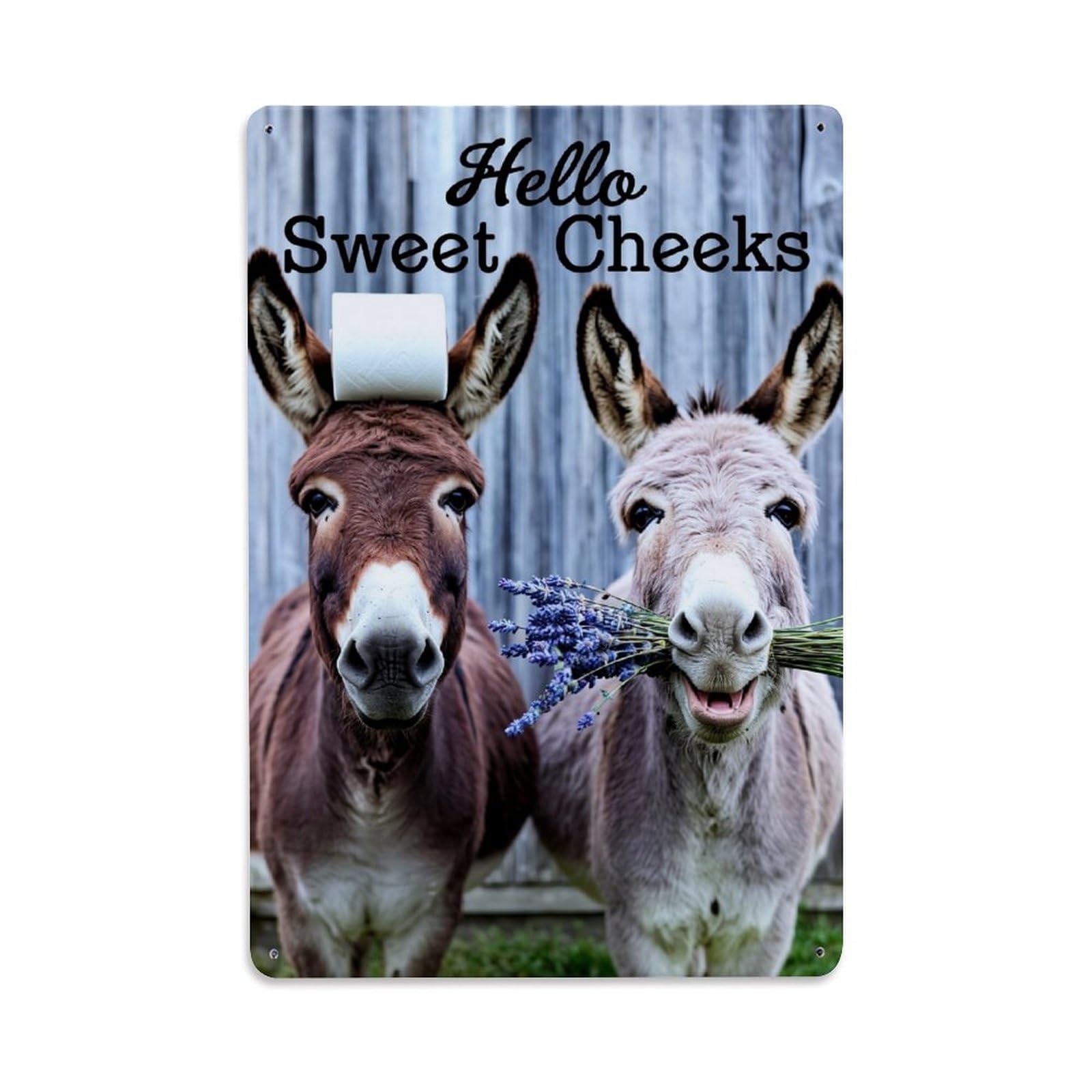 Donkey With Lavender And Toilet Paper Retro Metal Tin Sign, Vintage Decor Art Poster for Bar, Home, Man Cave, Kitchen, Laundry Room Gift 8x12Inch