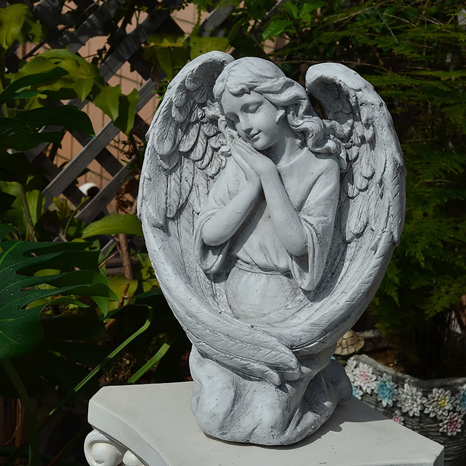 Amazon.co.jp: 40 センチ守護天使ケルビム祈り像彫刻庭の装飾飾り家の